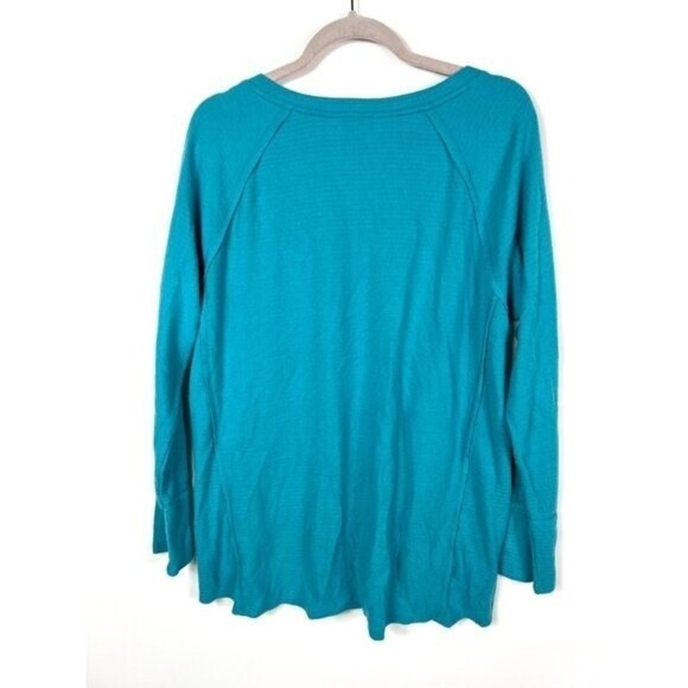 Wildfox Turquoise V‎ Neck Raglan Sleeve Thermal Top Women's Size L - Picture 6 of 8